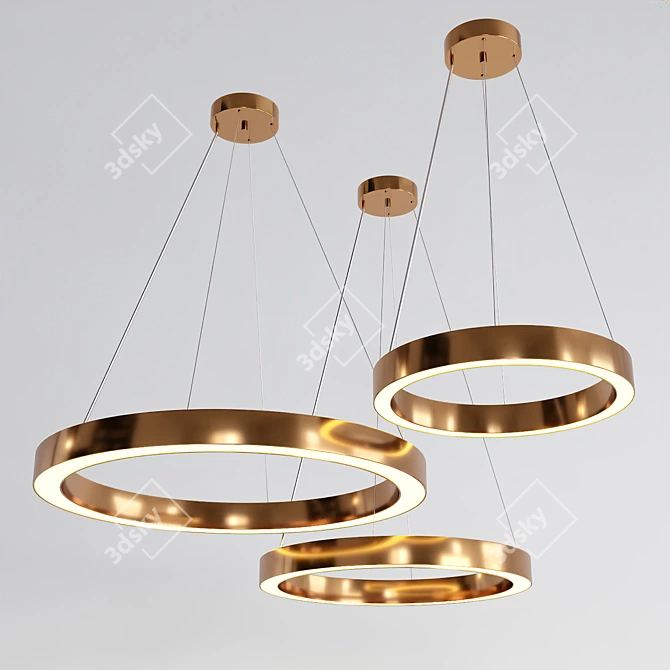 MoonLight LED Pendant Light: Gold, 30/40/60W, 600/800/1000mm Diameter 3D model image 1