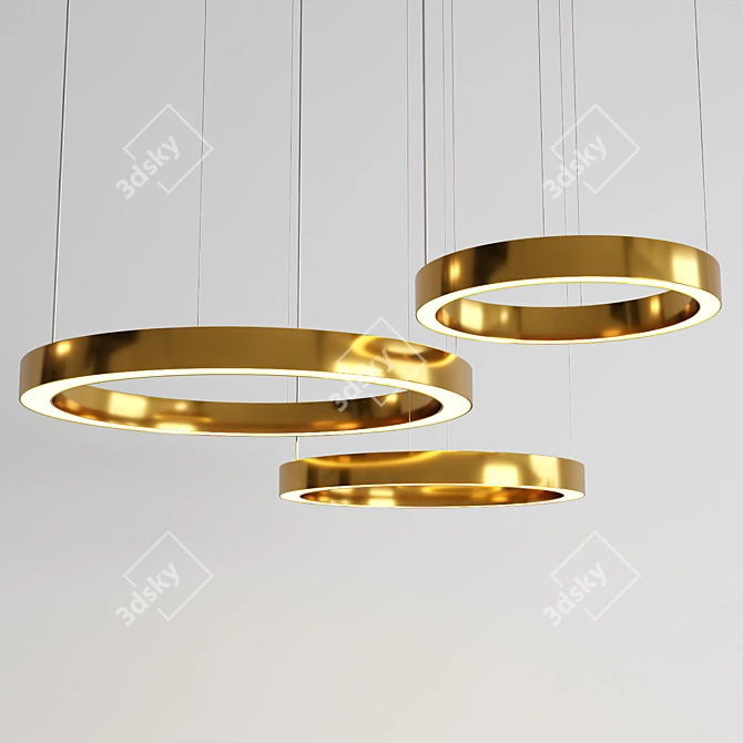 MoonLight LED Pendant Light: Gold, 30/40/60W, 600/800/1000mm Diameter 3D model image 2