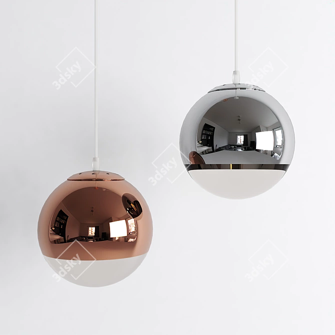 MoonLight E27 Pendant Light - Chrome/Copper - 1x60W - 200mm Diameter 3D model image 1