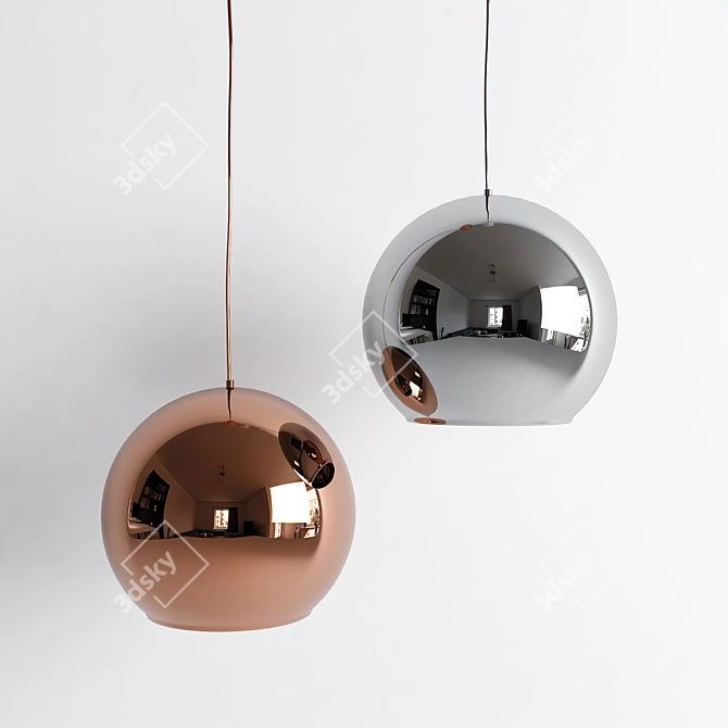 MoonLight Chrome Pendant Lamp 200mm 3D model image 1