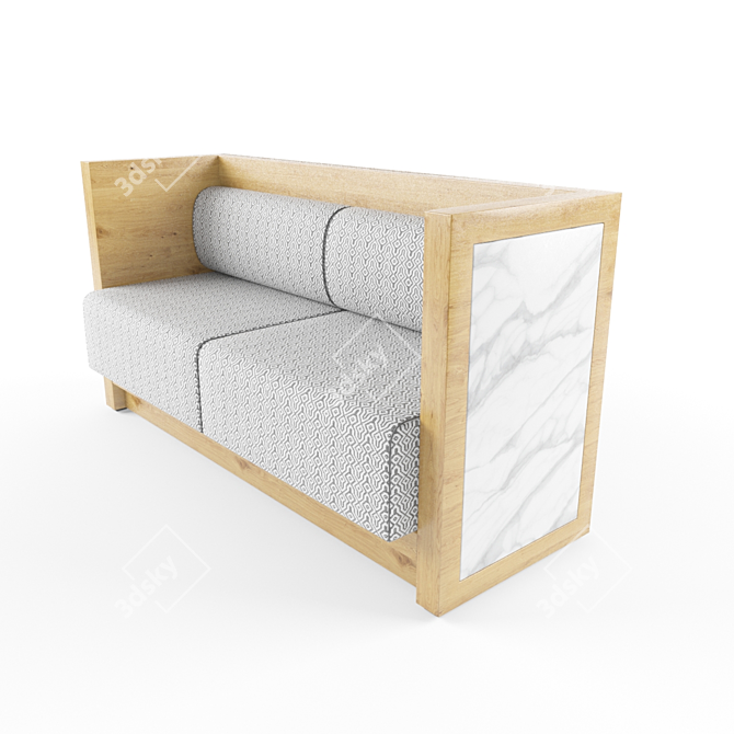 Rustic Wood Sofa 3D model image 1