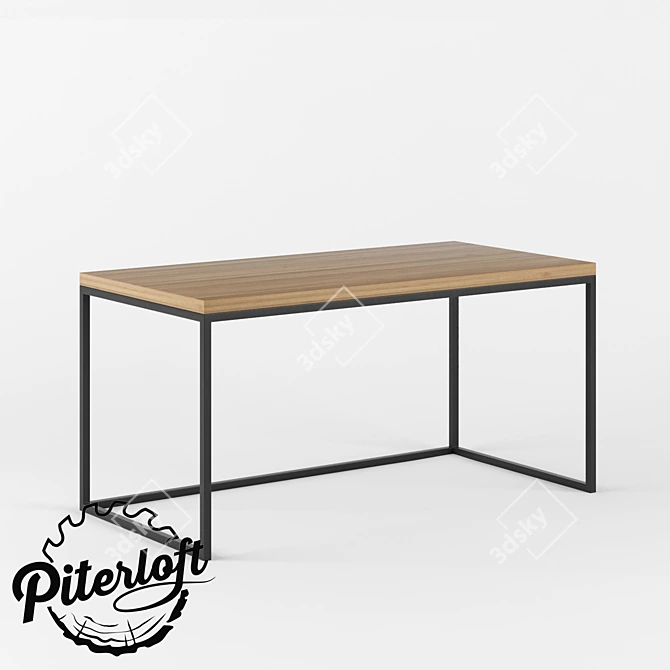 Rustic Loft Dining Table 3D model image 1