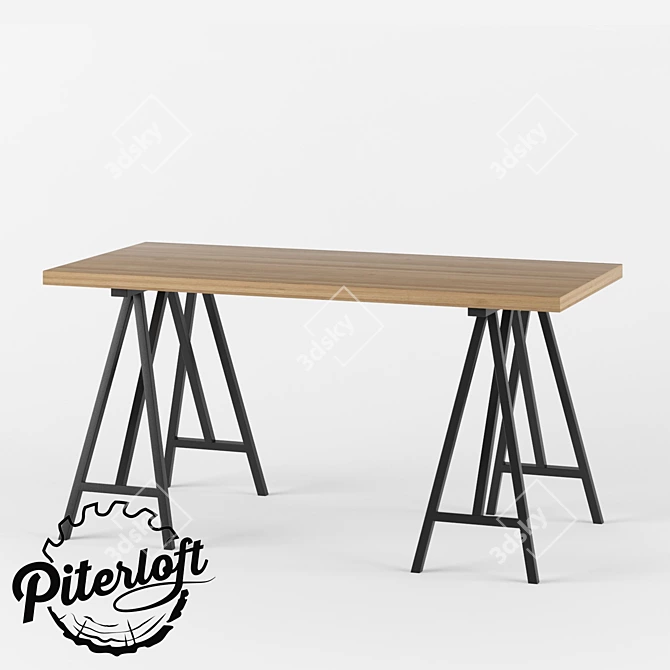 Davis Loft Table: Customizable, Solid Wood & Metal 3D model image 1