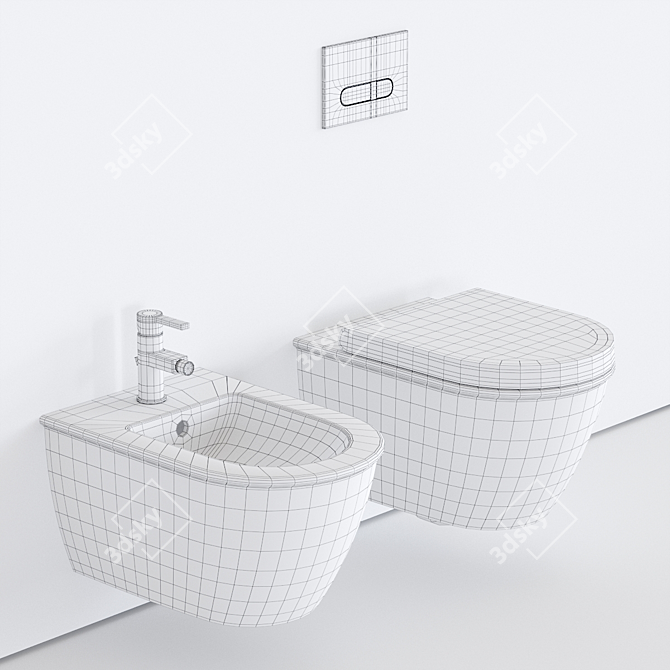 Darling New Wall-hung WC: Sleek and Stylish 3D model image 3