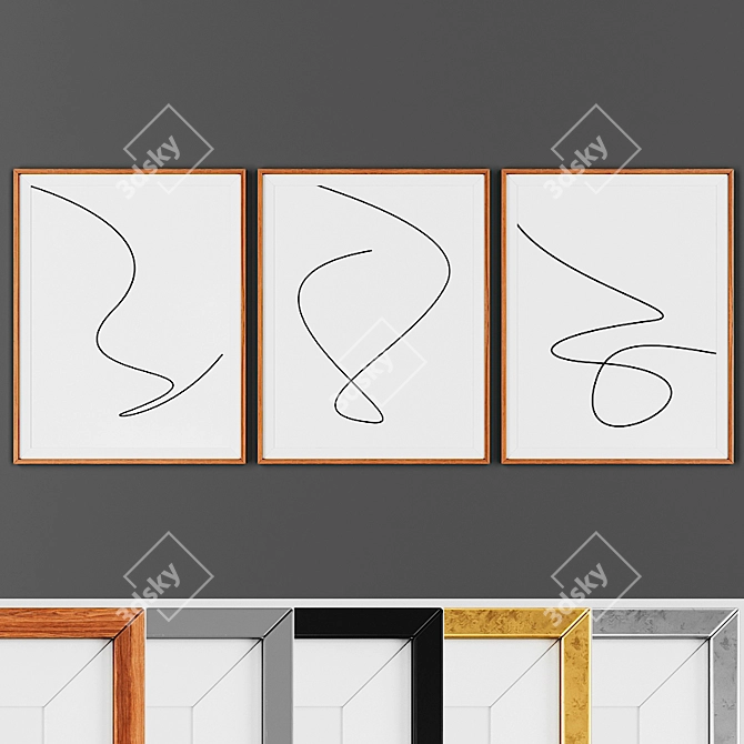 Abstract Black and White Picture Set 3D model image 1