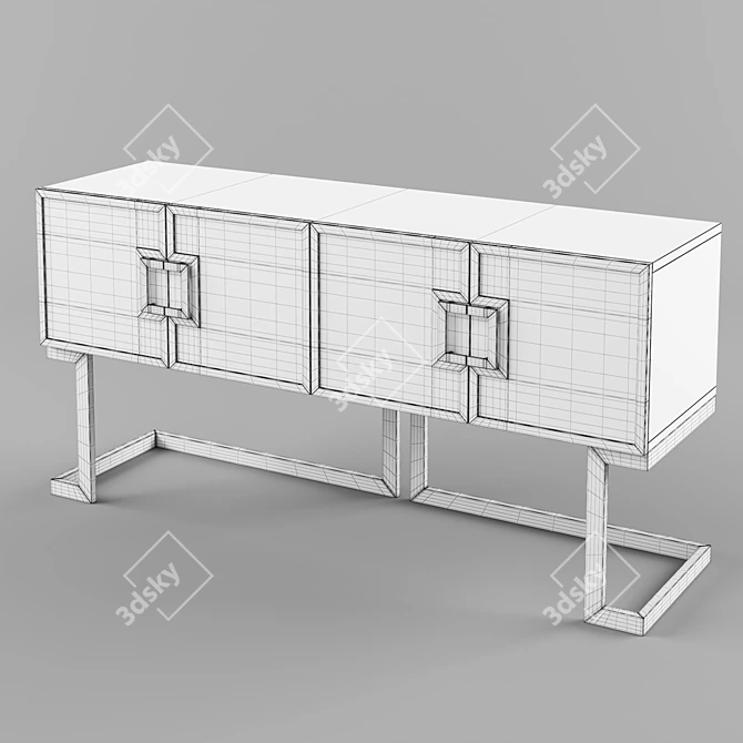 Modern Lacquer Sideboard with Gold Trim 3D model image 2