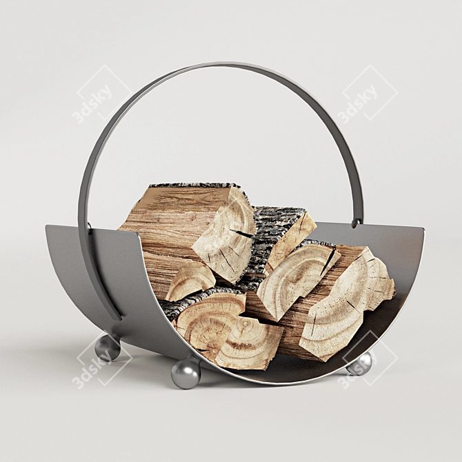 Burnished Steel Log Rack 3D model image 1