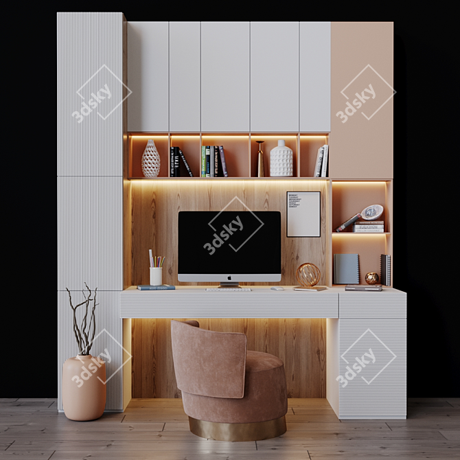 Title: Modular Workplace Unit 3D model image 1