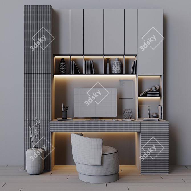 Title: Modular Workplace Unit 3D model image 3