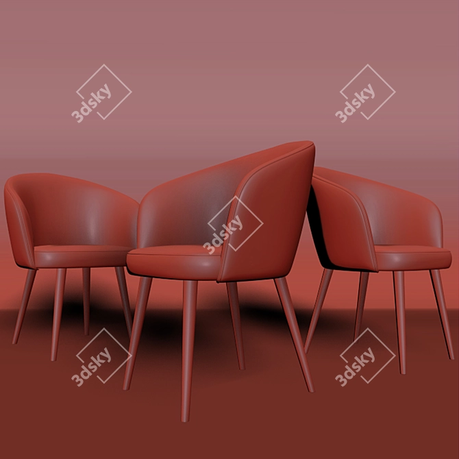 Modern Wooden Leg Armchair 3D model image 3