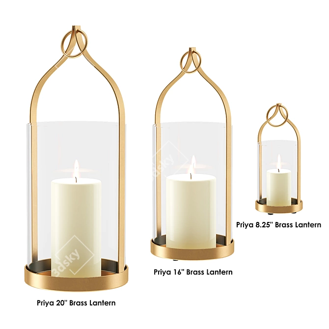 Elegant Brass Lanterns: Candle Holders & Decorative Accents 3D model image 2