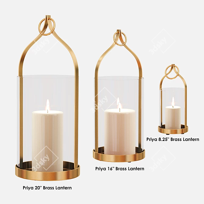 Elegant Brass Lanterns: Candle Holders & Decorative Accents 3D model image 5