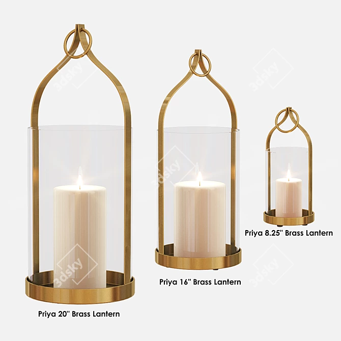 Elegant Brass Lanterns: Candle Holders & Decorative Accents 3D model image 8