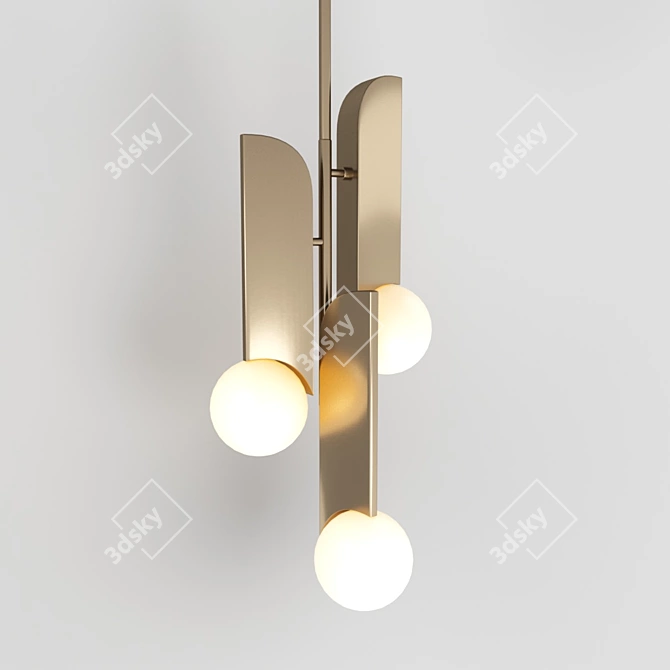 Modern Brass Pendant Light 3D model image 1