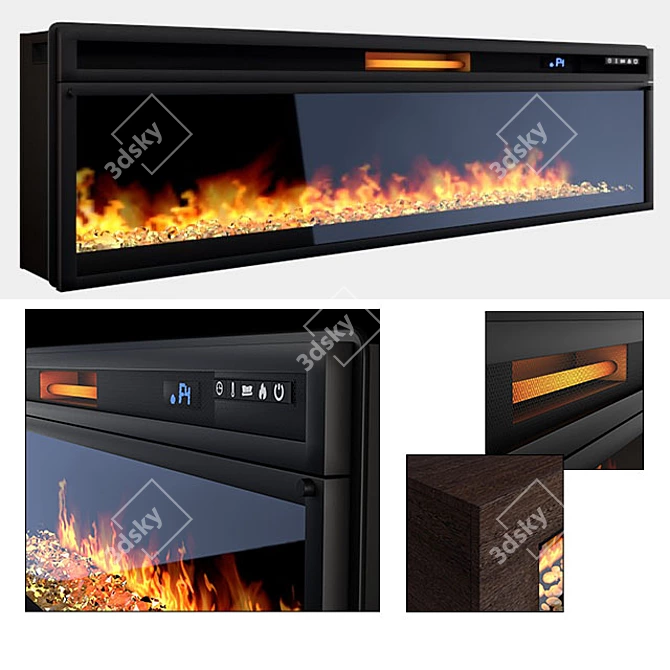 FlameVision 60: LED Fireplace Majesty 3D model image 2