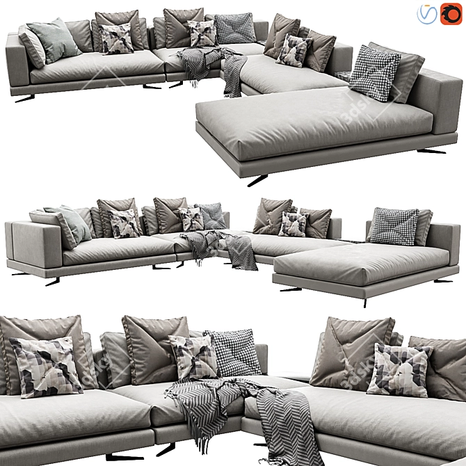 Modern Minotti White Sofa Set 3D model image 1