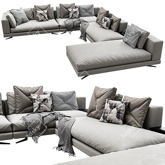 Modern Minotti White Sofa Set 3D model image 2