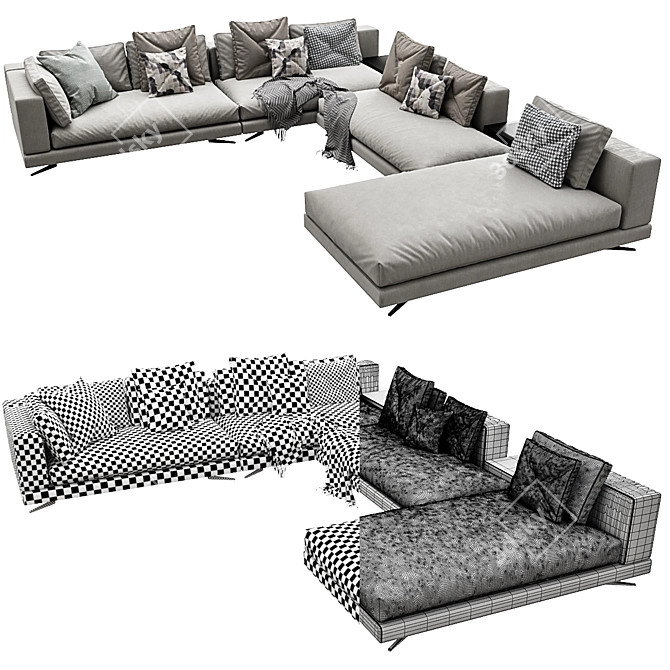 Modern Minotti White Sofa Set 3D model image 3