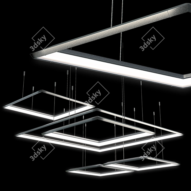 Square Lamp Composition: Modern, High-Tech, Loft 3D model image 1