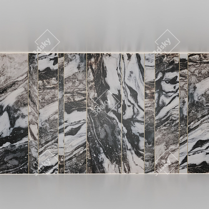Luxury Marble Walls with Golden Accents 3D model image 3