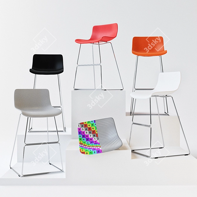 Contemporary "Line" Bar Stool - Durable & Stylish 3D model image 2