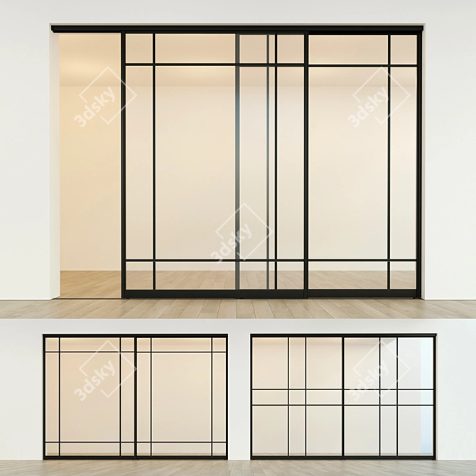 Minimalist Sliding Partition Door 3D model image 1