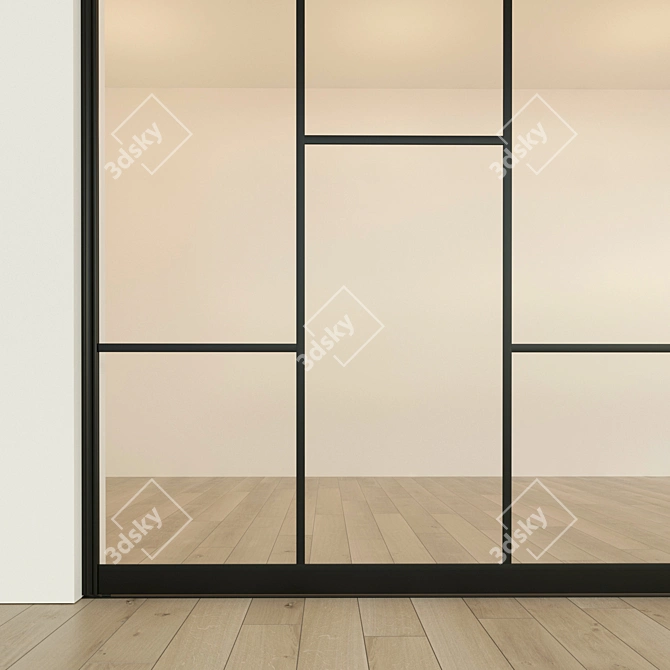 Sleek Sliding Partition Door 3D model image 2