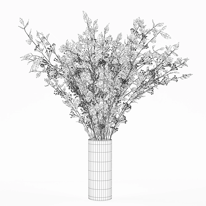 Elegant Branches Vase Decoration 3D model image 3