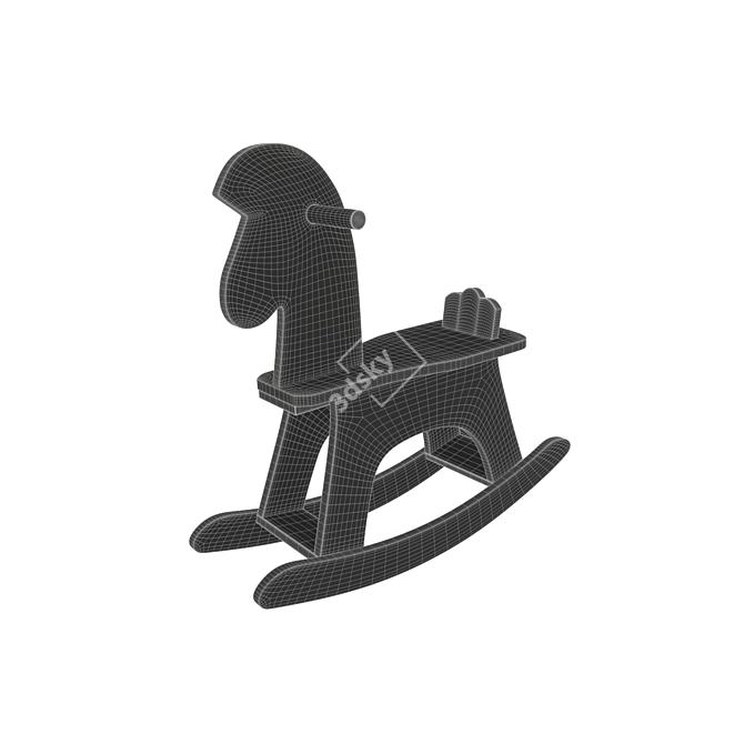 Wooden Rocking Horse Toy: Timeless Joy 3D model image 3