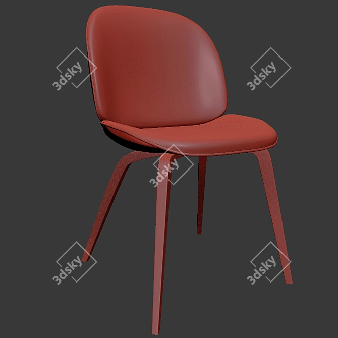 Elegant Beetle Chair: Upholstered & Wood Base 3D model image 3