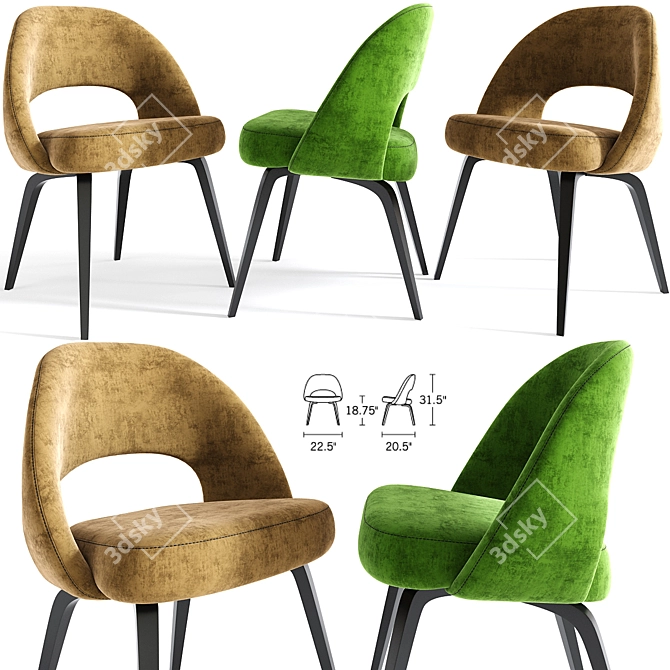 Modern Saarinen Wood Leg Side Chair 3D model image 1