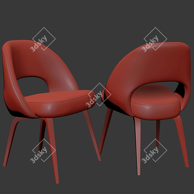 Modern Saarinen Wood Leg Side Chair 3D model image 3