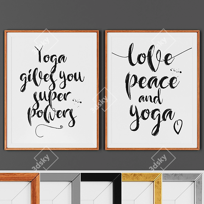 Contemporary Picture Set with 2 Frames (Wood, Gold, Silver, Black, Grey) 3D model image 1