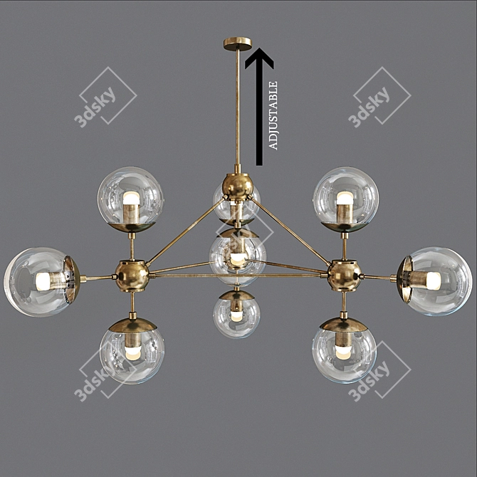 Modern Tracey Ceiling Lamp | Adjustable Hanging Rod | 38" Diameter | 20" Height 3D model image 1