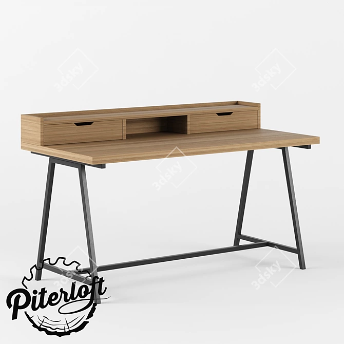 Industrial Loft Dining Table 3D model image 1