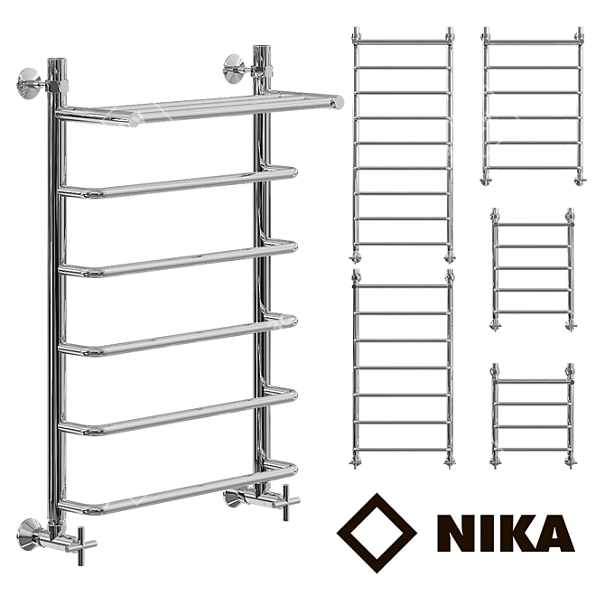 Title: OM Heated Towel Rail in Nickel Finish (L90) 3D model image 1