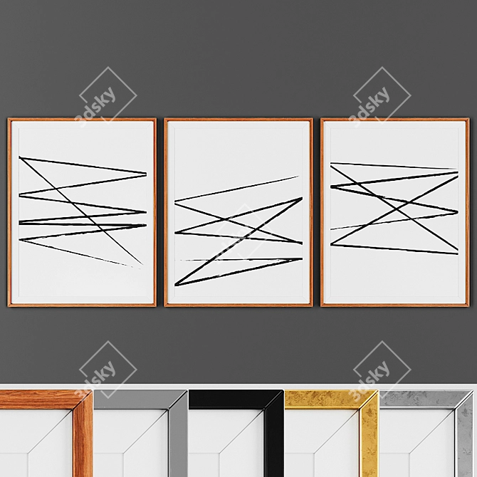 Modern Style Picture Set with 3 Frame Options 3D model image 1