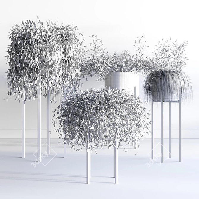 Gabi Contemporary Metal Planters 3D model image 2