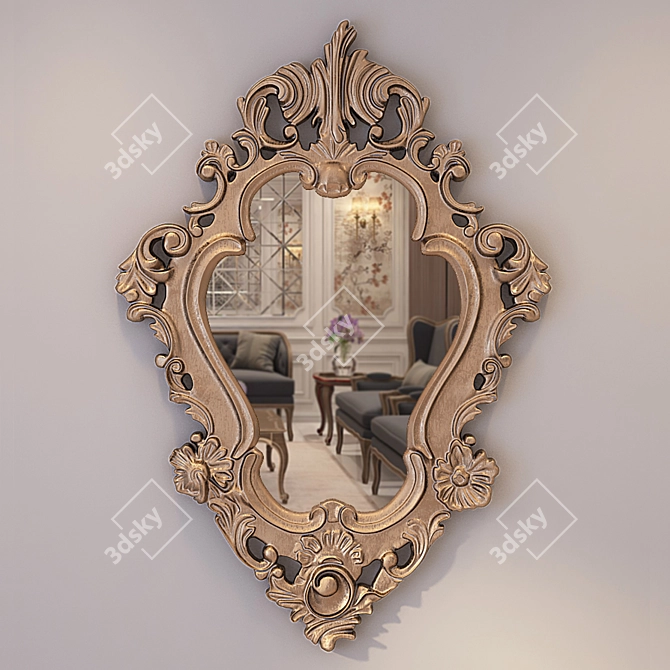 Elegant Vintage Wall Mirror 3D model image 1