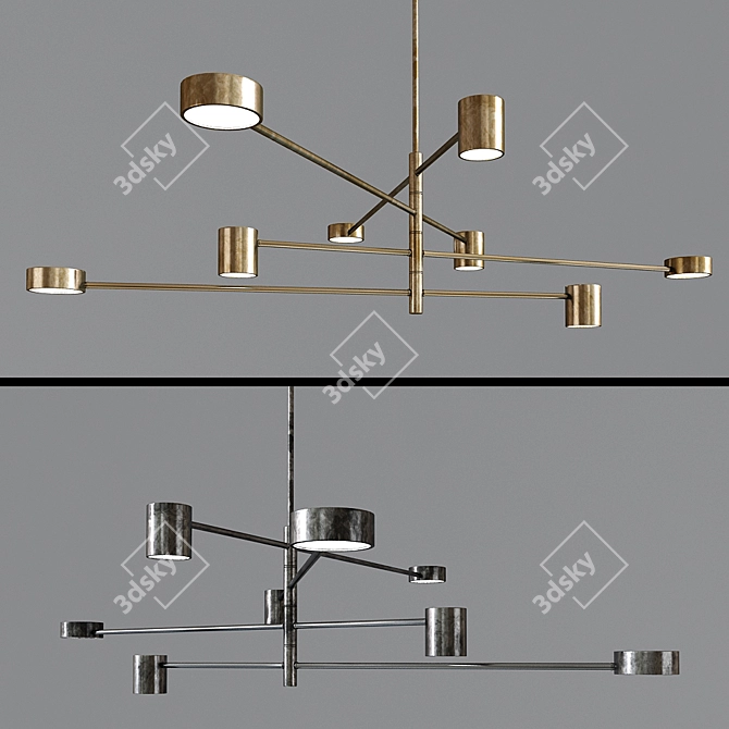 Sleek LED Sunshine Chandelier 3D model image 1