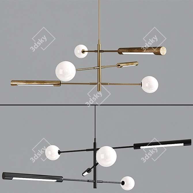 Sleek Nordic Chandelier 3D model image 1