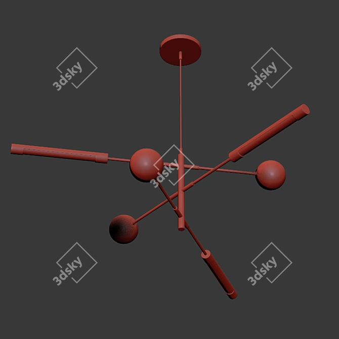 Sleek Nordic Chandelier 3D model image 2