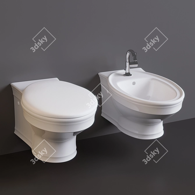 V&B Amadea Hanging Toilet & Bidet Combo 3D model image 1