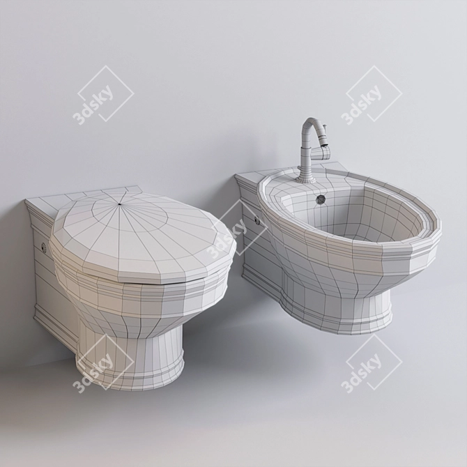 V&B Amadea Hanging Toilet & Bidet Combo 3D model image 3