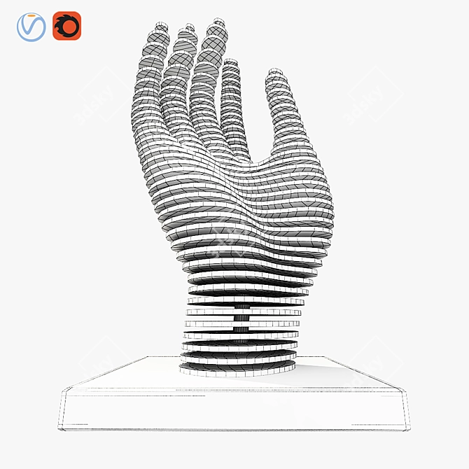 Eco-Friendly Hand Figurine Plates 3D model image 3