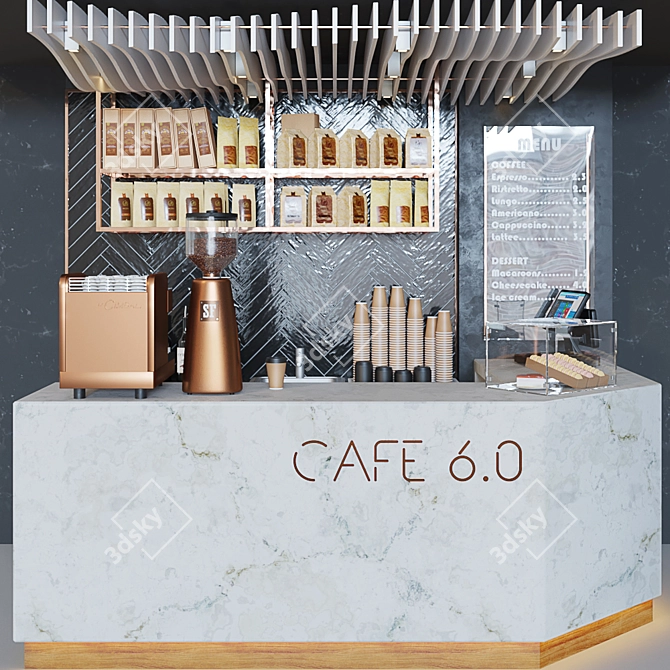 Modern Cafe Furniture Set 3D model image 1