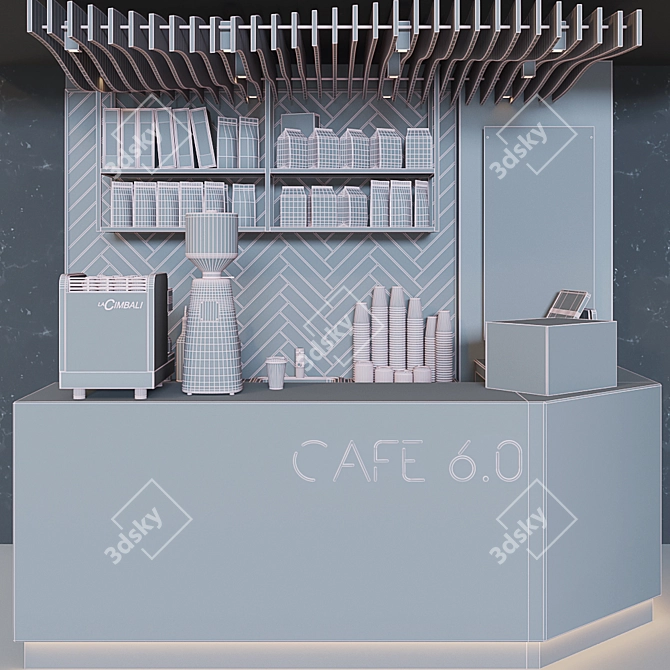 Modern Cafe Furniture Set 3D model image 3