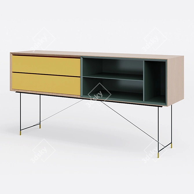 Modern White Sideboard: Sleek and Functional 3D model image 1