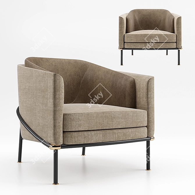 Elegant Threaded Fil Noir Chair 3D model image 1