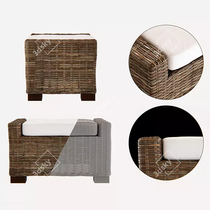 Kubu Rattan Chair: Exquisitely Crafted Elegance 3D model image 3